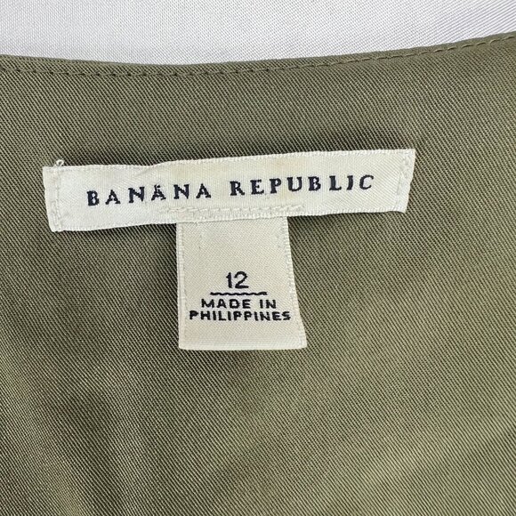 Banana Republic Wrap Midi Dress Green Career Sleeveless Size 12 - Picture 4 of 13